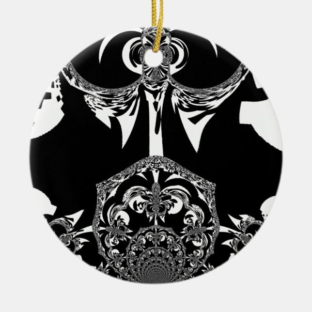 Tribal Flower Ceramic Tree Decoration (Front)