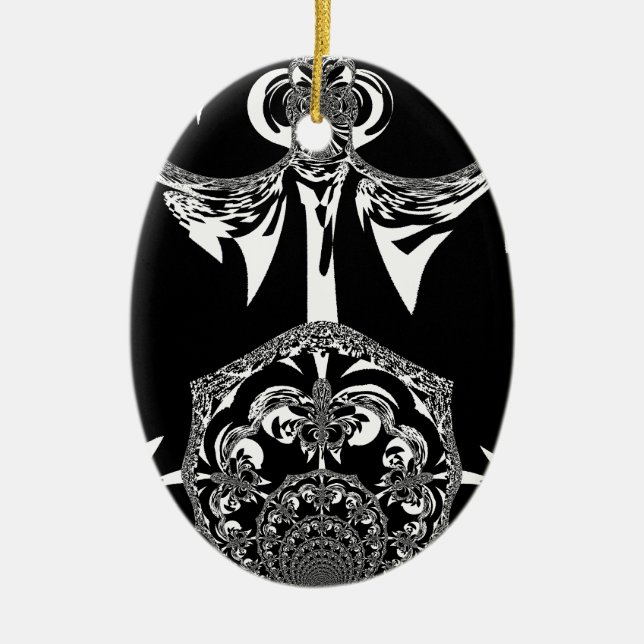 Tribal Flower Ceramic Tree Decoration (Front)