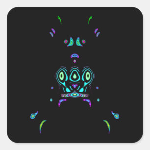 Tribal fluo v1 square sticker