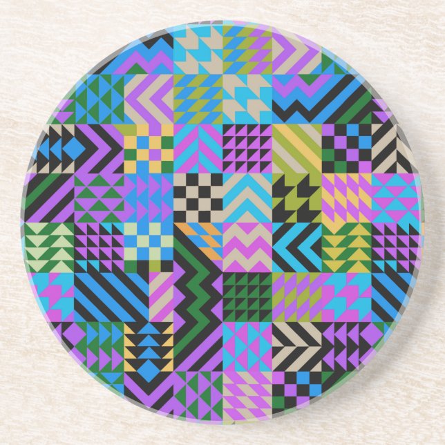Tribal Folk Art - Blue Coaster (Front)