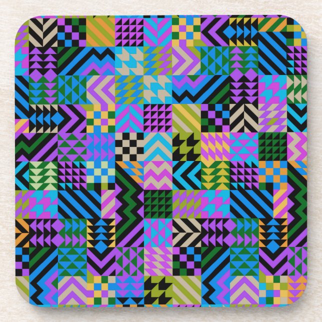 Tribal Folk Art - Blue Coaster (Front)