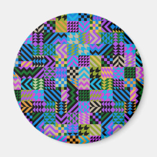 Tribal Folk Art - Blue Magnet