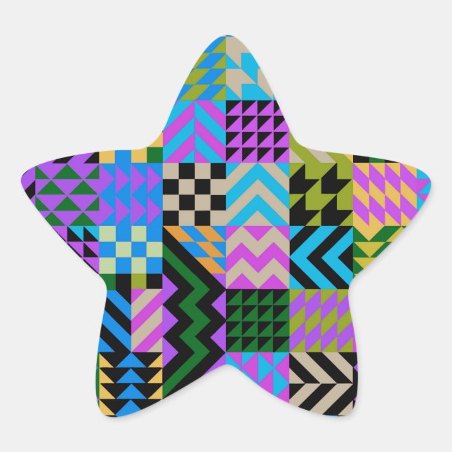 Tribal Folk Art - Blue Star Sticker (Front)