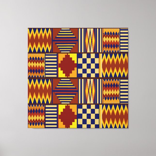 Tribal Folk Art - Rust Navy Yellow Canvas Print (Front)