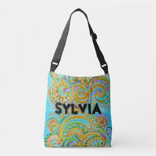Tribal Folk Pattern and your name or a word Crossbody Bag