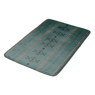 Tribal Forest Green Mud Cloth   Bath Mat