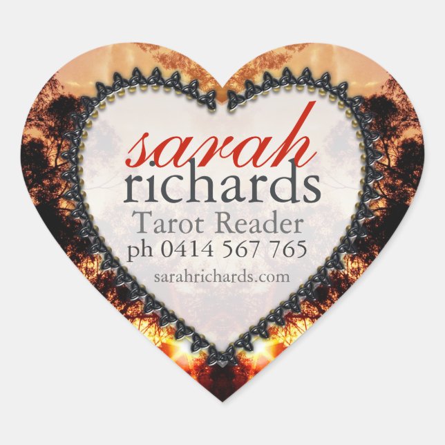 Tribal Forest Sunset Heart Stickers (Front)