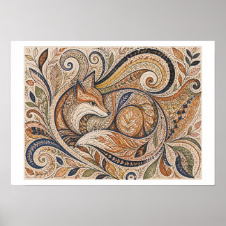 Tribal fox art poster