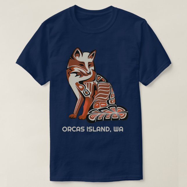 Tribal Fox Orcas Island Washington Native American T-Shirt (Design Front)