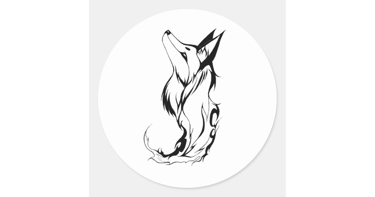 Tribal Fox Tattoo Design Classic Round Sticker | Zazzle