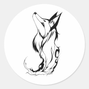 Tribal Fox Tattoo Design Classic Round Sticker