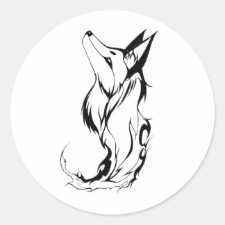 Tribal Fox Tattoo Design Classic Round Sticker