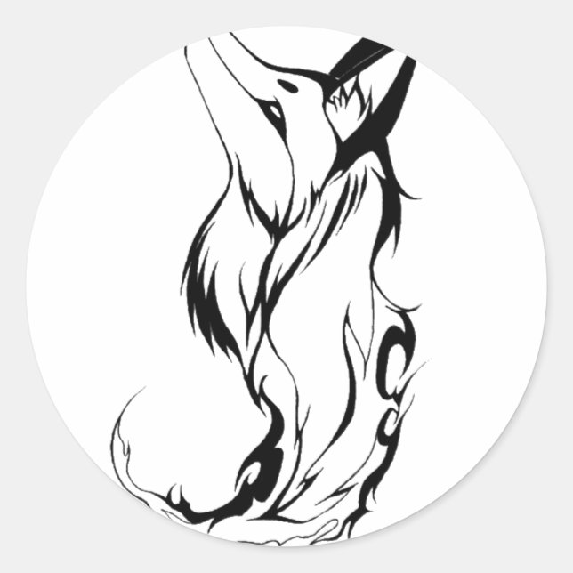 Tribal Fox Tattoo Design Classic Round Sticker (Front)
