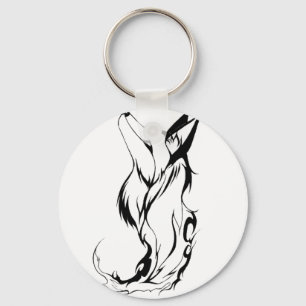 Tribal Fox Tattoo Design Key Ring