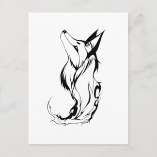 Tribal Fox Tattoo Design Postcard
