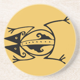 Tribal frog ancient animal tribal art coaster