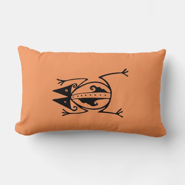 Tribal frog ancient animal tribal art lumbar cushion (Front)