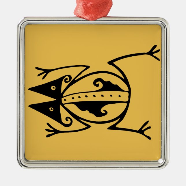 Tribal frog ancient animal tribal art metal tree decoration (Front)