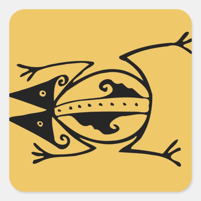 Tribal frog ancient animal tribal art square sticker (Front)
