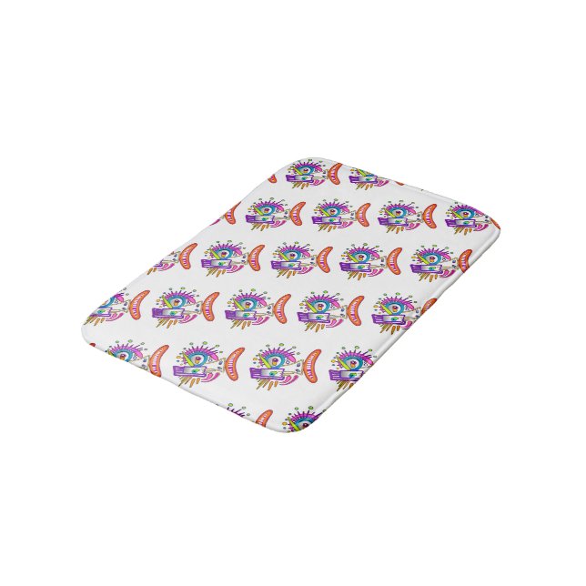 TRIBAL FROWNIE EMOJI MEEMOGIE BATH MAT (Angled)