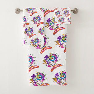 TRIBAL FROWNIE EMOJI MEEMOGIE BATH TOWEL SET