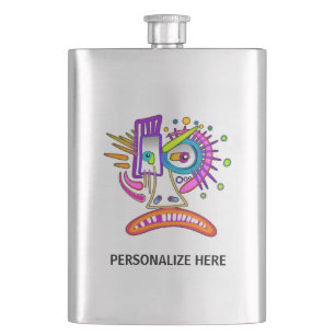 TRIBAL FROWNIE EMOJI MEEMOGIE HIP FLASK