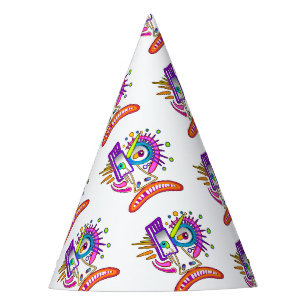 TRIBAL FROWNIE EMOJI MEEMOGIE PARTY HAT