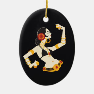 tribal fusion belly dancer with cymbals ceramic tree decoration