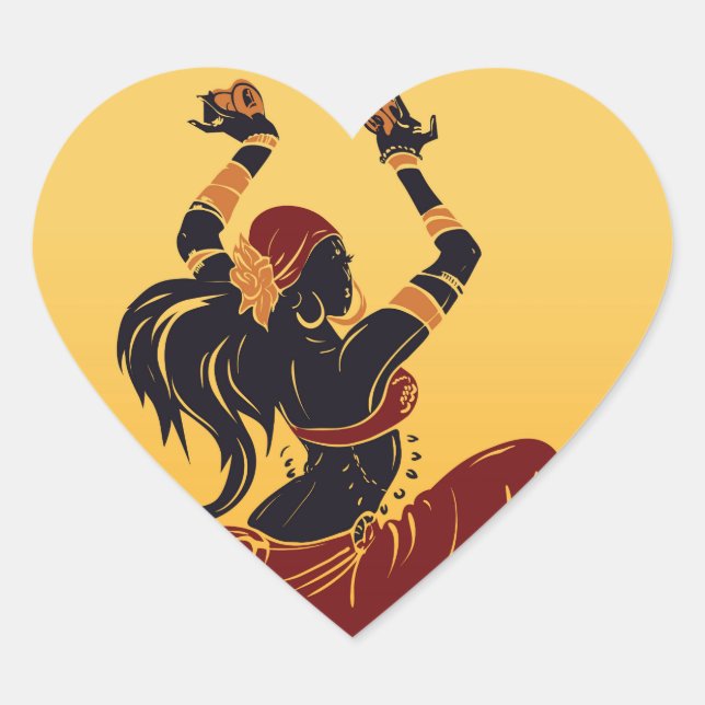 tribal fusion gitan belly dancer heart sticker (Front)