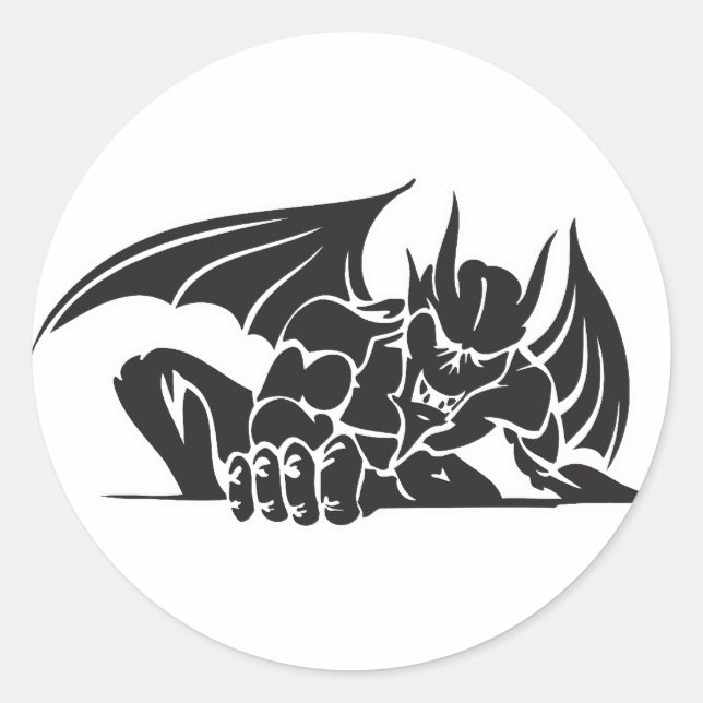 tribal gargoyle design classic round sticker (Front)