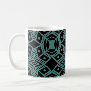 Tribal Gems Black & Teal Pattern Coffee Mug