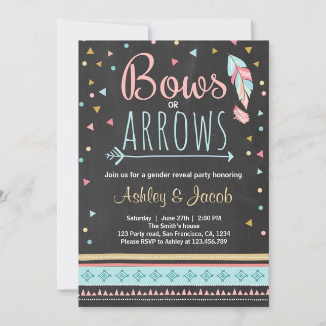 Tribal Gender reveal invitation Boy or Girl (Front)