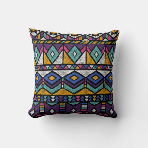 Tribal Geometric Aztec: Colourful Vintage Pattern Cushion