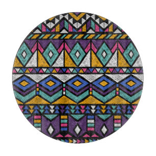 Tribal Geometric Aztec: Colourful Vintage Pattern Cutting Board