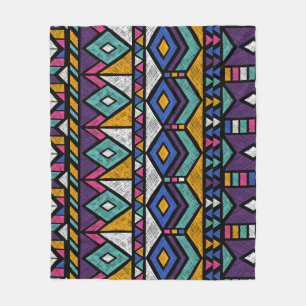 Tribal Geometric Aztec: Colourful Vintage Pattern Fleece Blanket