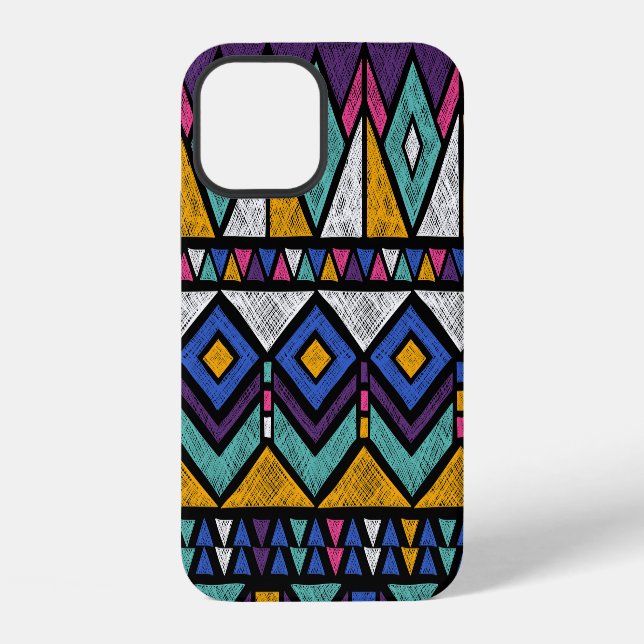 Tribal Geometric Aztec: Colourful Vintage Pattern iPhone Case (Back)