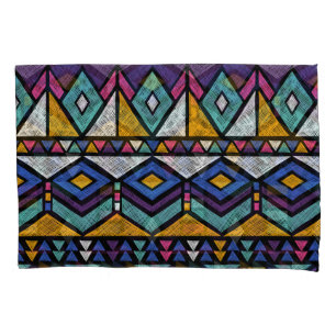 Tribal Geometric Aztec: Colourful Vintage Pattern Pillowcase