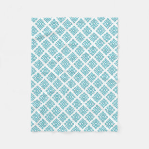 Tribal geometric blue and white patterned blanket
