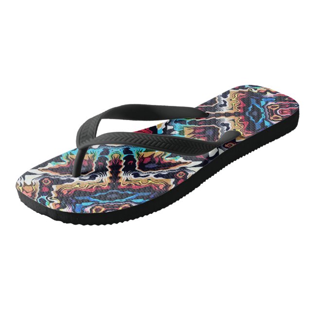 Tribal Geometric Colours Flip Flops (Angled)