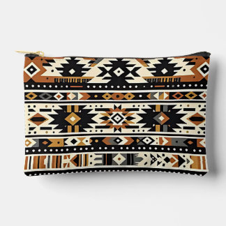 Tribal Geometric Earth-Tone  Accessory Pouch