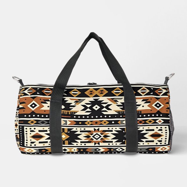 Tribal Geometric Earth-Tone  Duffle Bag (Front)