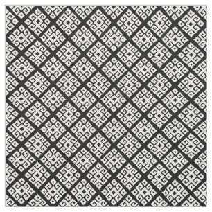 Tribal geometric key white black patterned fabric