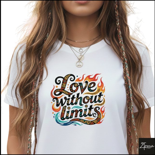 Tribal Geometric Love Without Limits Flames T-Shirt (Creator Uploaded)
