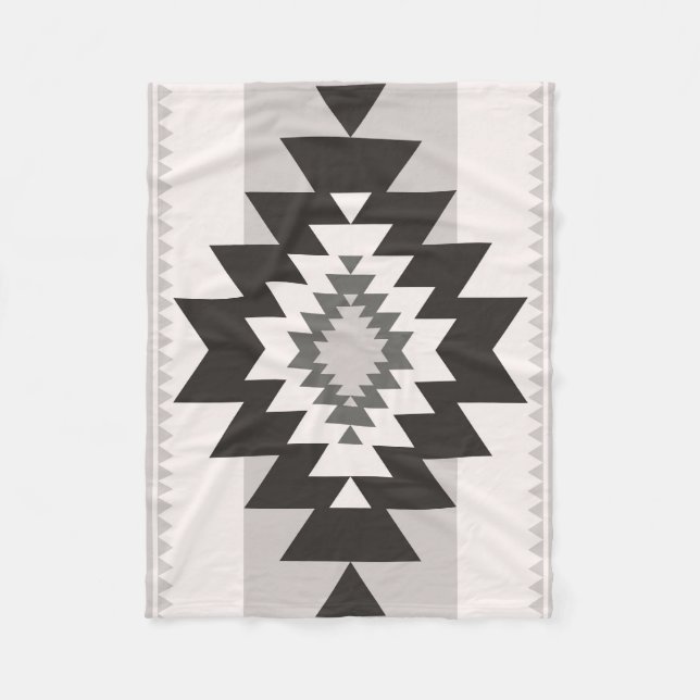 Tribal Geometric Navajo Inspired  Fleece Blanket (Front)
