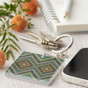 Tribal Geometric Pattern Boho Ethnic Aztec  Key Ring