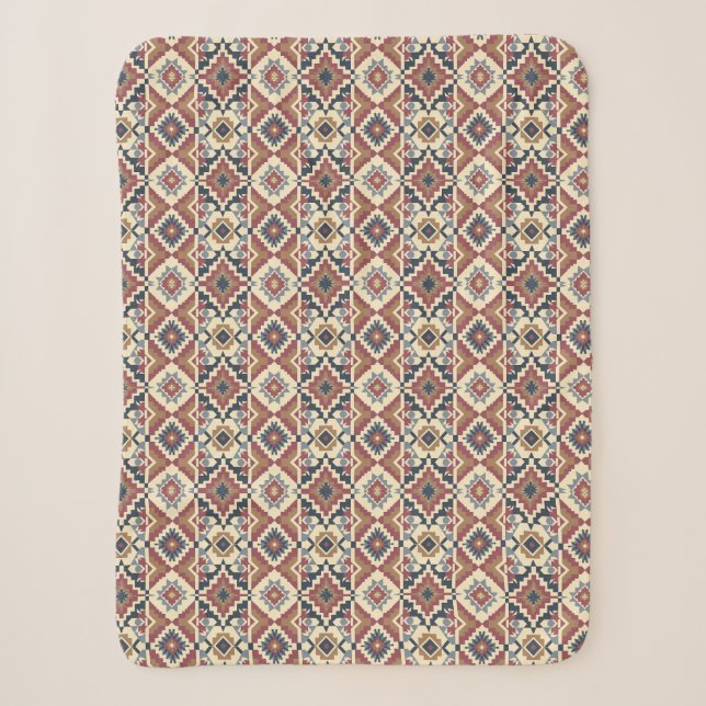  tribal geometric pattern sherpa blanket (Front)