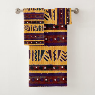 Tribal Geometric Pattern • Tribal Tapestry Bath Towel Set
