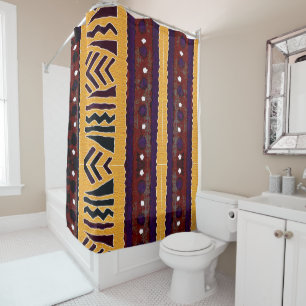 Tribal Geometric Pattern • Tribal Tapestry Shower Curtain