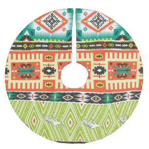 Tribal Geometric: Quotes Text Pattern. Brushed Polyester Tree Skirt