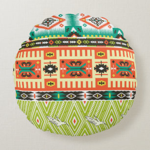 Tribal Geometric: Quotes Text Pattern. Round Cushion